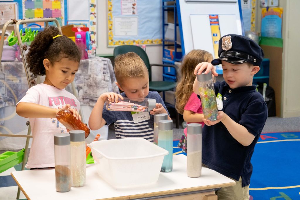 students playing in classroom